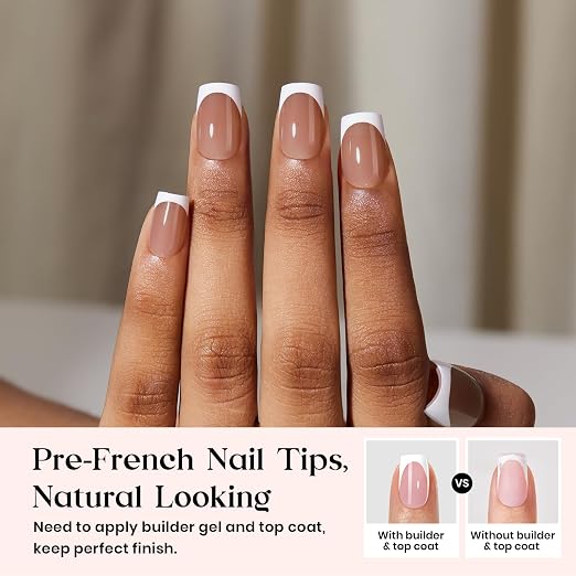 4 - Press On Nails Only | Short Square | Brown French