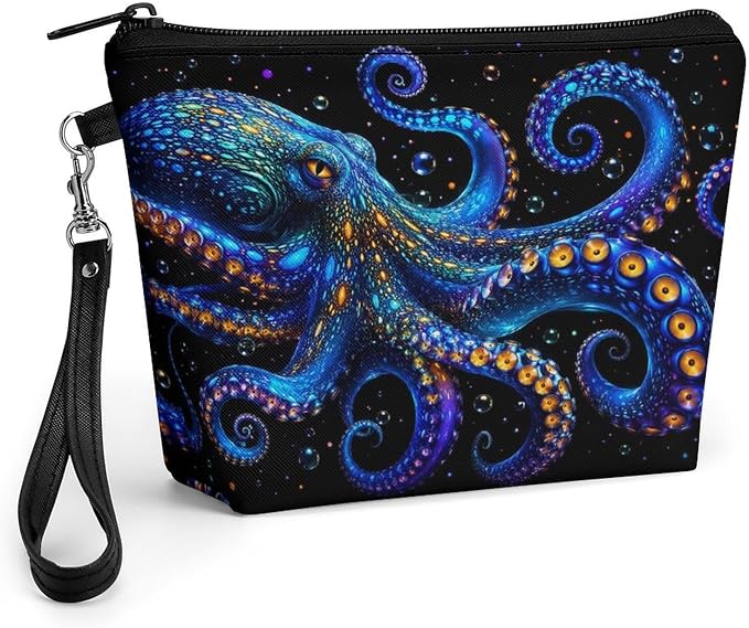 Blue Octopus With Glowing Eyes And Tentacles
