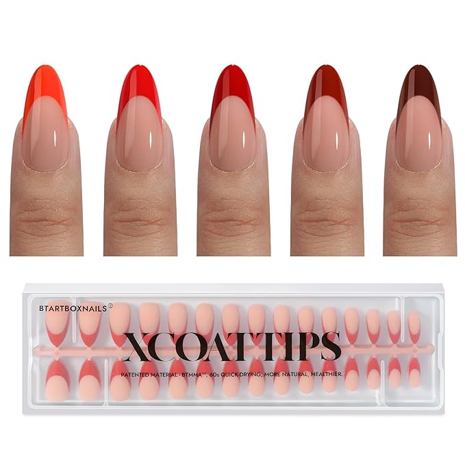 05 M - Almond Red French in Nude Base