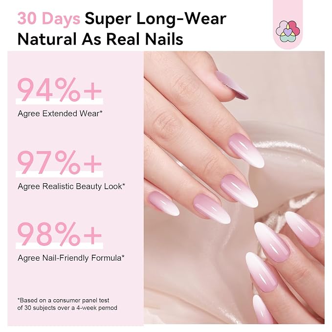 Pink White Ombre Medium Almond