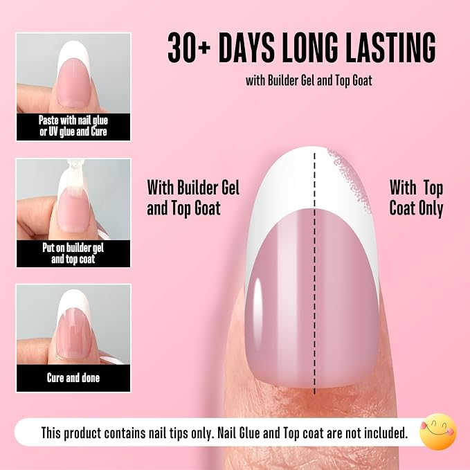 Oval White French Tip Berry Pink