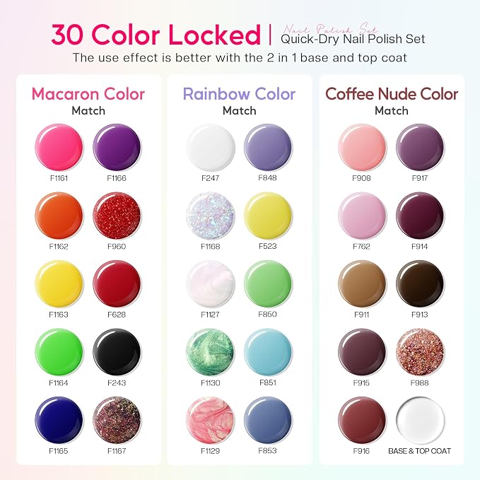 30pcs nail polish set 0.27fl.oz