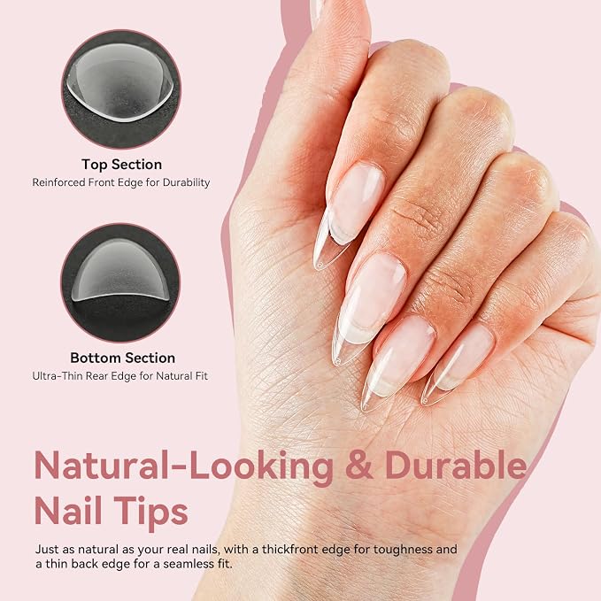 Lamp Clear Nail Tips-Long Almond-1
