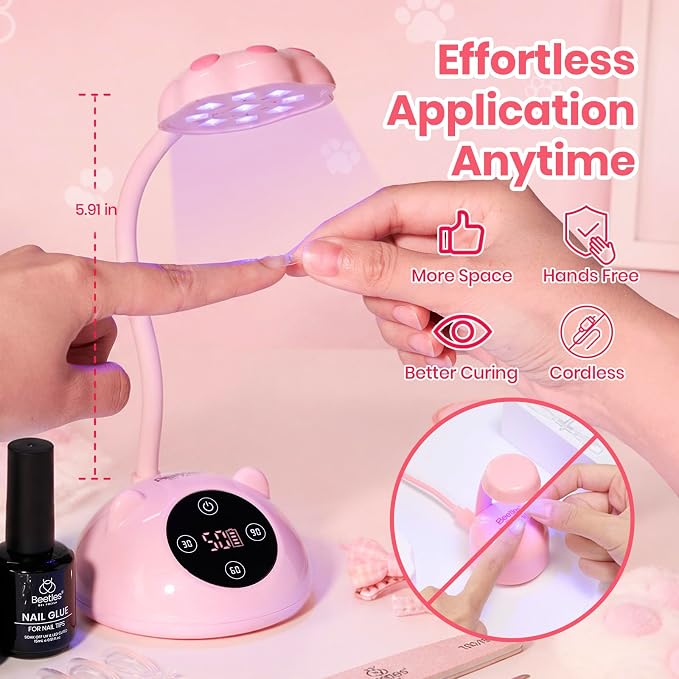 1-Pink Meowgic StrawPurr Mini UV Nail Lamp