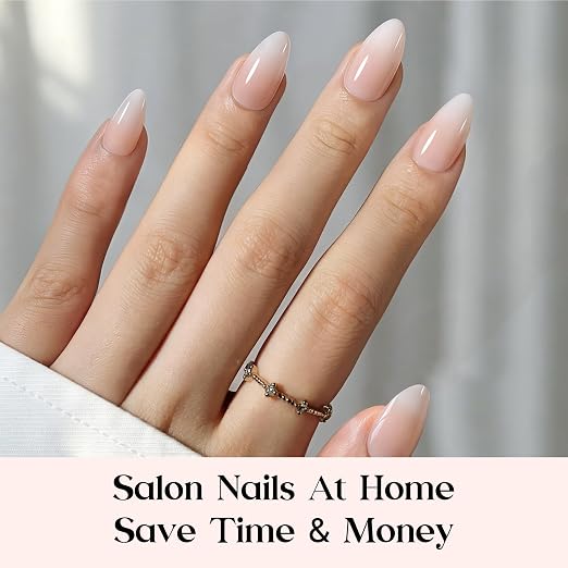 3 - Press On Nails Only | Short Amlond | Peach Ombre