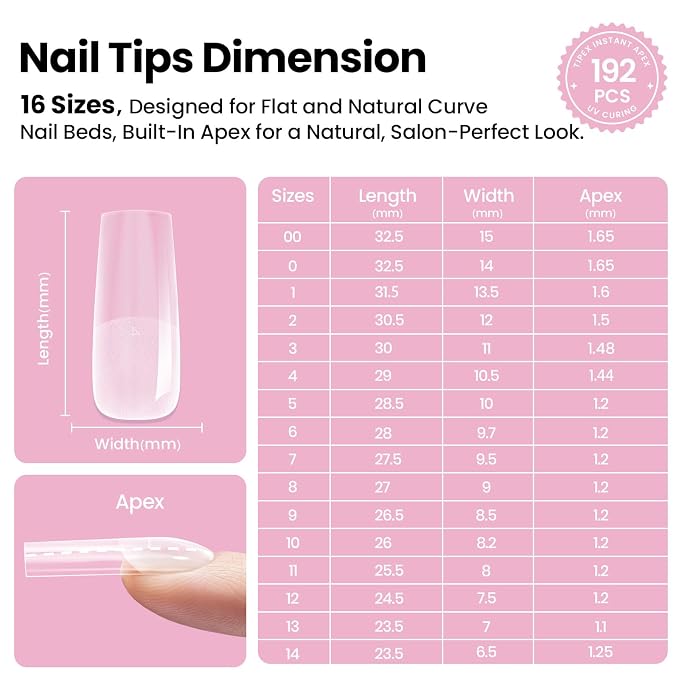 2 - Tipex Lite Nails Kit | Long Square | 192