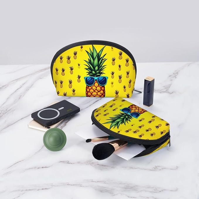 Pineapple With Sunglasses Yellow Background