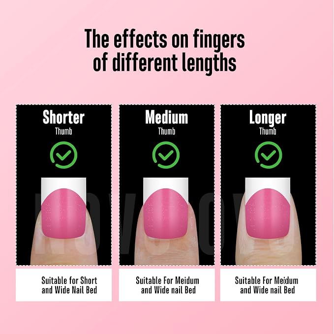 Short Sharp Square Nail Tips White French Tip ROSE PINK