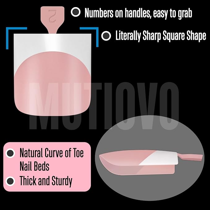 Sharp Square French tip Toe Nail Tips Baby Pink