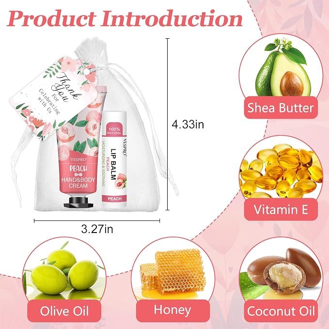 80 Sets Hand Cream and Lip Balm Gifts