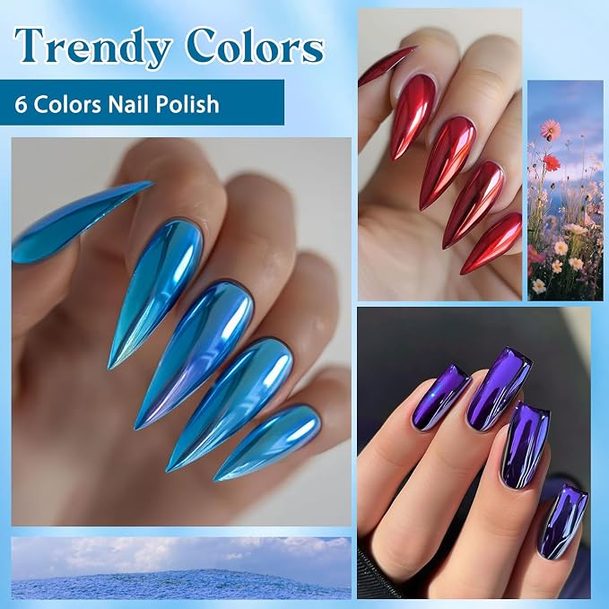 6Pcs Metallic Nail Polish-3