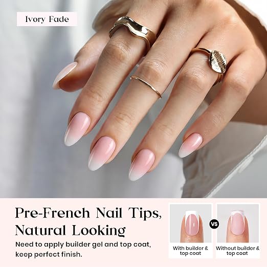 3 - Press On Nails Only | Short Amlond | Pink Ombre