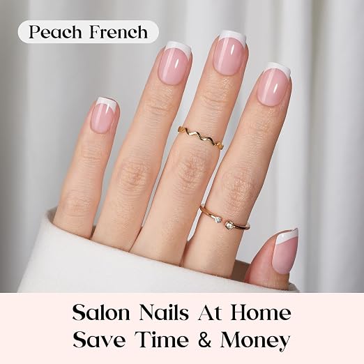 C - Press On Nail Kit | Extra Short Square | Pink French