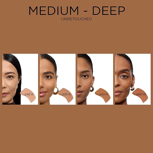 450 Suede N: medium-deep skin with neutral/deep peachy undertones