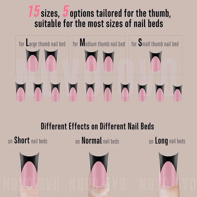 Duck Nails Black French Tips Berry Pink Moon Curve