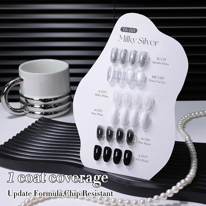 Milky Black White Silver