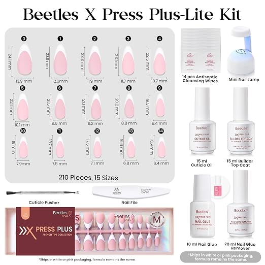 D - Press On Nail Kit | Medium Amlond | Pink French