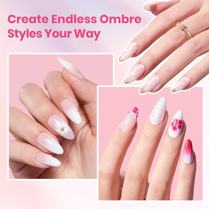 7-Blooming Gel&White Gel Nail Polish&Nail Art Brushes Set