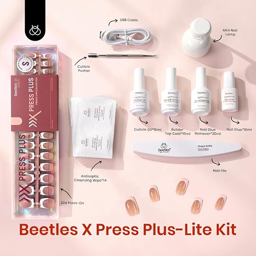 F - Press On Nail Kit | Short Square | Brown French