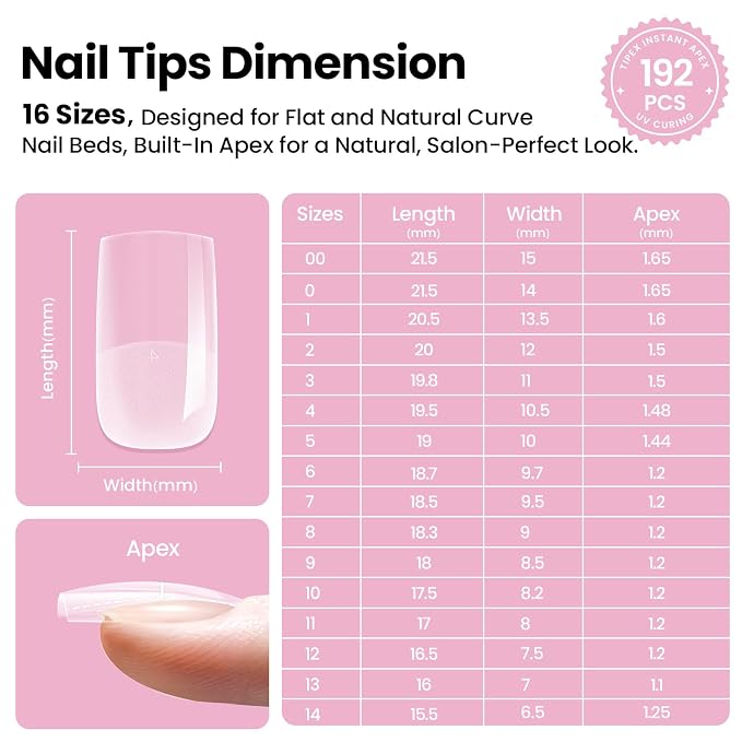 2 - Tipex Lite Nails Kit | Short Square | 192