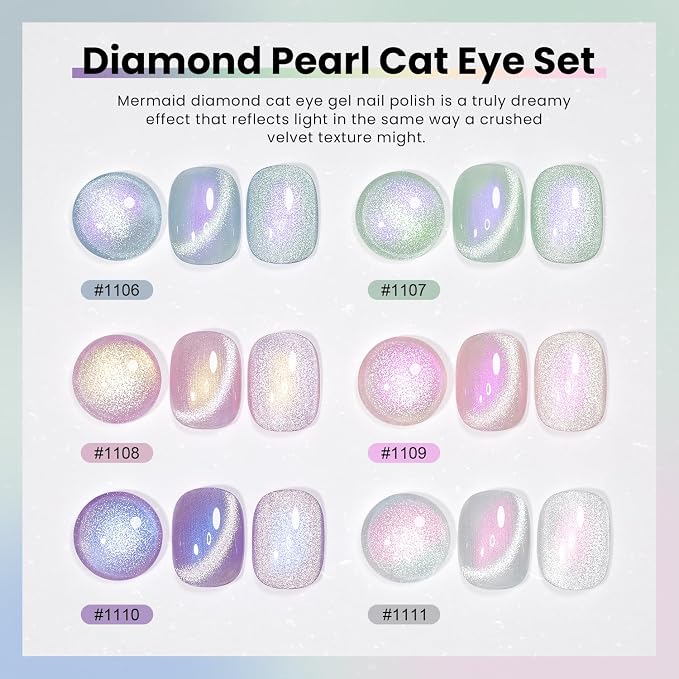 Pearl Diamond Cat Eye Gel Set