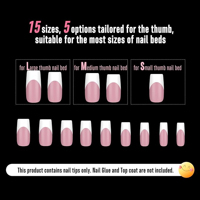 Square White French Tip Berry Pink