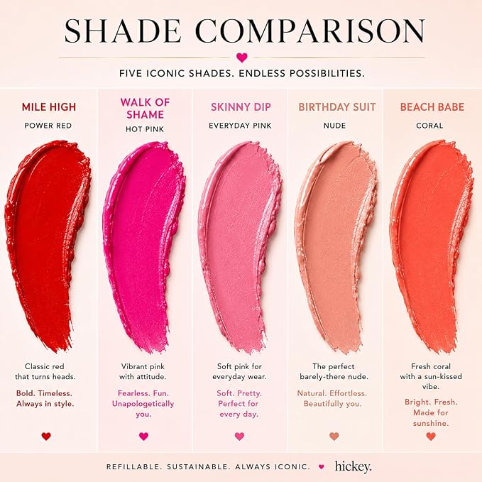 Hot Pink, Nude, Light Pink, Coral