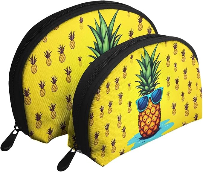 Pineapple With Sunglasses Yellow Background