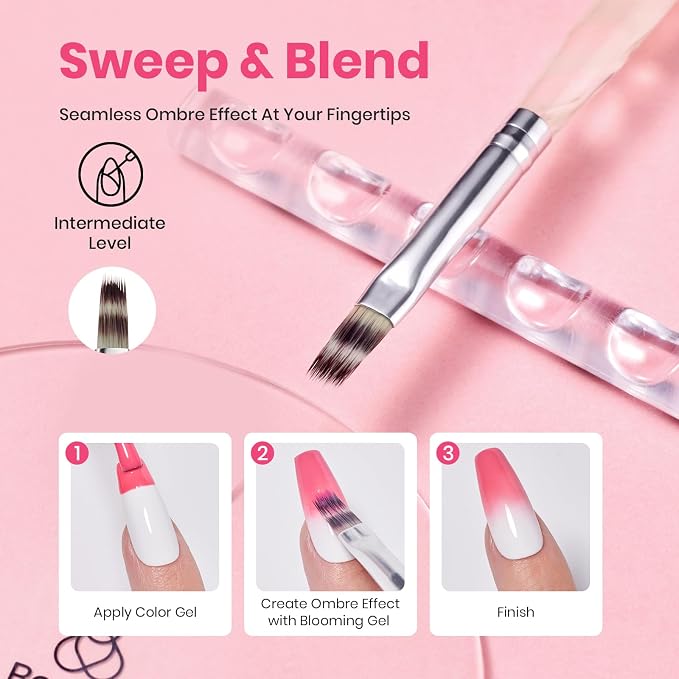 7-Blooming Gel&White Gel Nail Polish&Nail Art Brushes Set