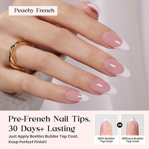D - Press On Nail Kit | Medium Amlond | Pink French
