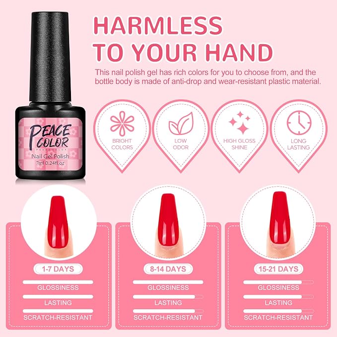 55 Summer Color s Gel Polish Set + 5 Top Base Coat