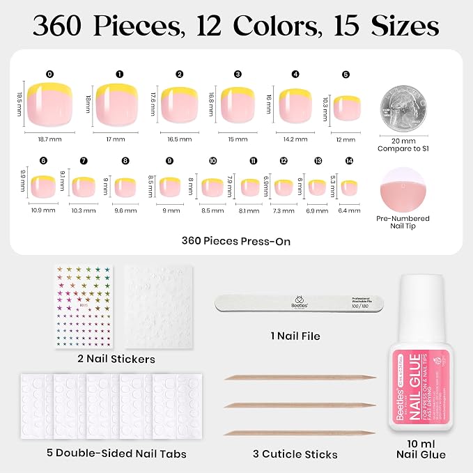 C - ToeNails Kit | Short Squoval | Toenails 288PCS