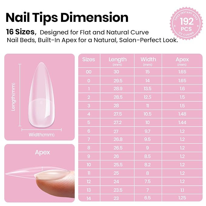2 - Tipex Lite Nails Kit | Medium Stiletto | 192