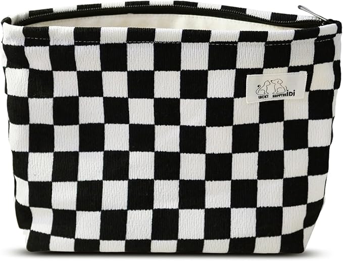 SX098-01 Black White Checkered Corduroy