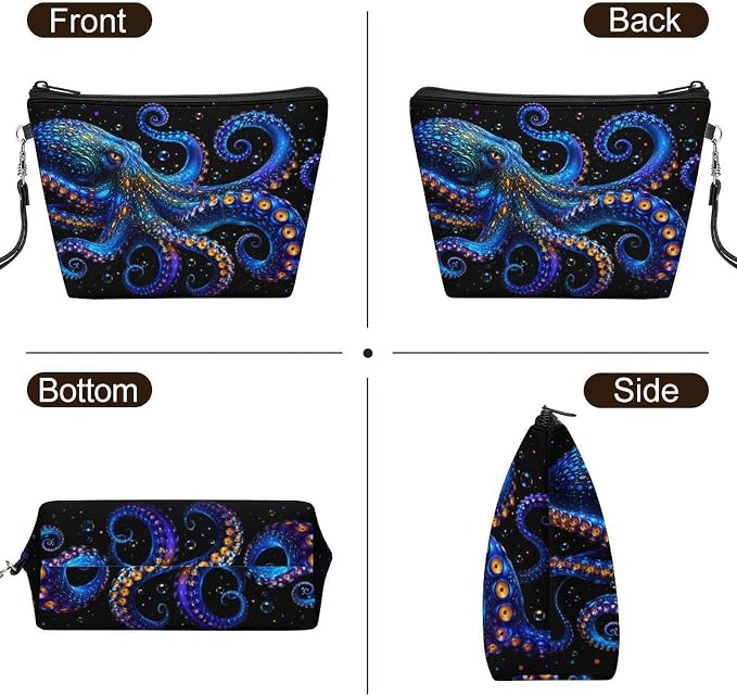 Blue Octopus With Glowing Eyes And Tentacles