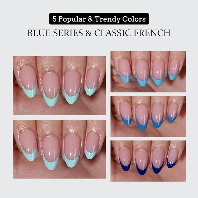 03 S - Almond Blue French in Pink Base