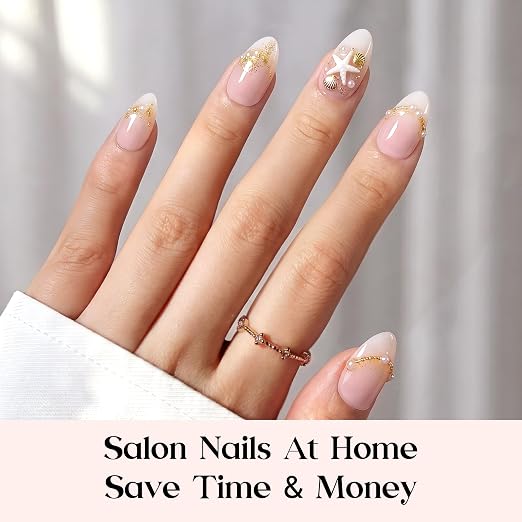 3 - Press On Nails Only | Short Amlond | White Ombre