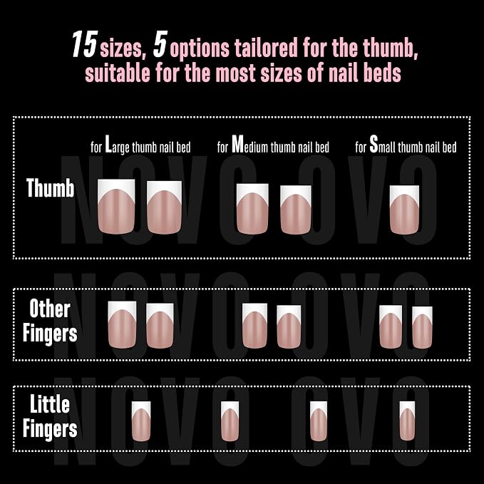 Short Sharp Square White French Tip Nail Tips Brown Pink 240