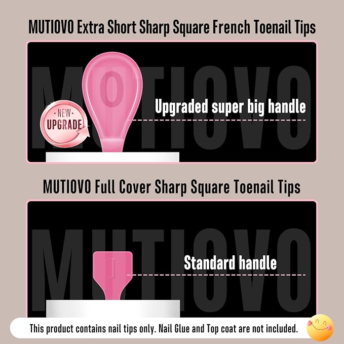 MUTIOVO Extra Short Toe Nail White French Tip ROSE PINK