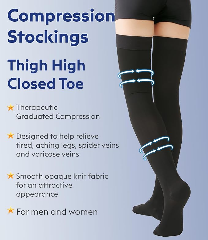 20-30mmhg Black Closed Toe