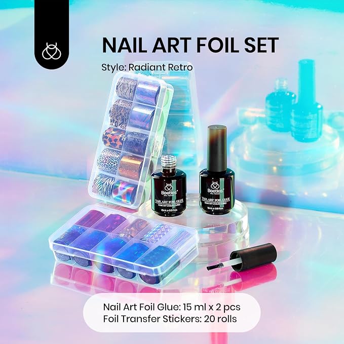Nail Foil Glue 2Pcs with Lace Stickers