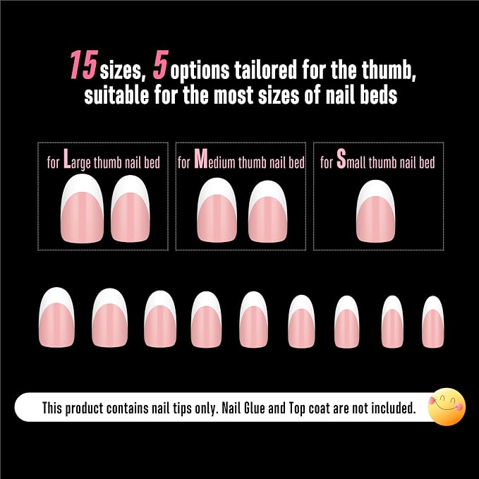 Oval White French Tip Baby Pink