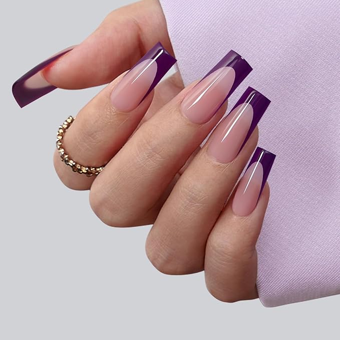 04 L - Square Purple French in Pink Base