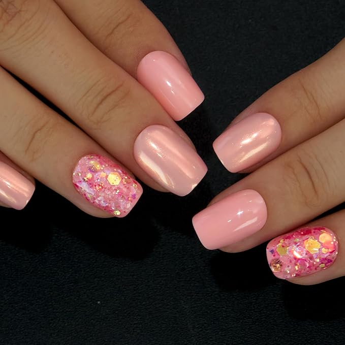 Shimmery Peach Nails