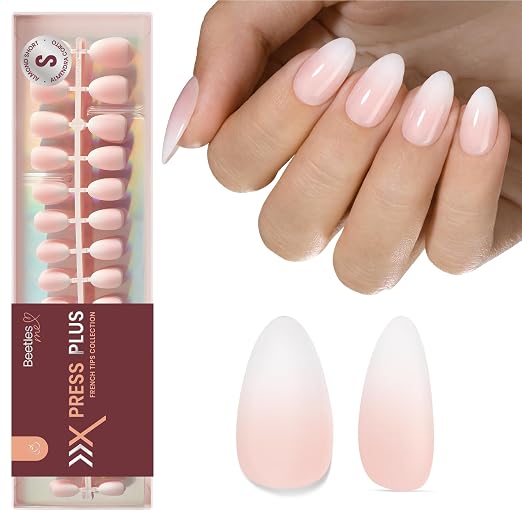 3 - Press On Nails Only | Short Amlond | Peach Ombre