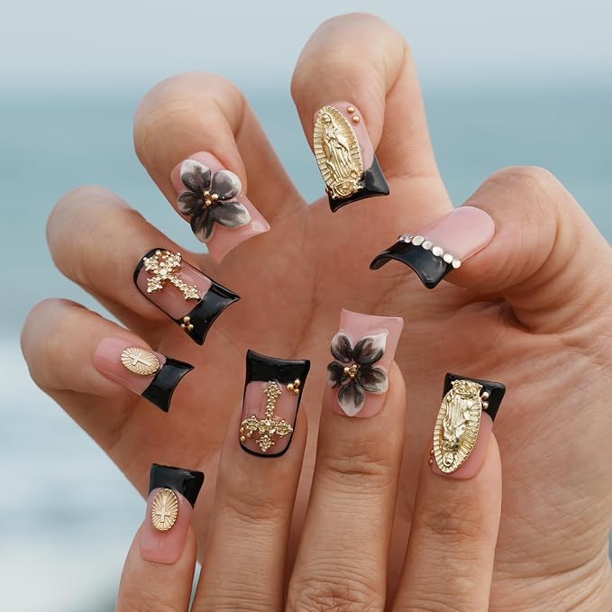 Black Gold Floral Vow