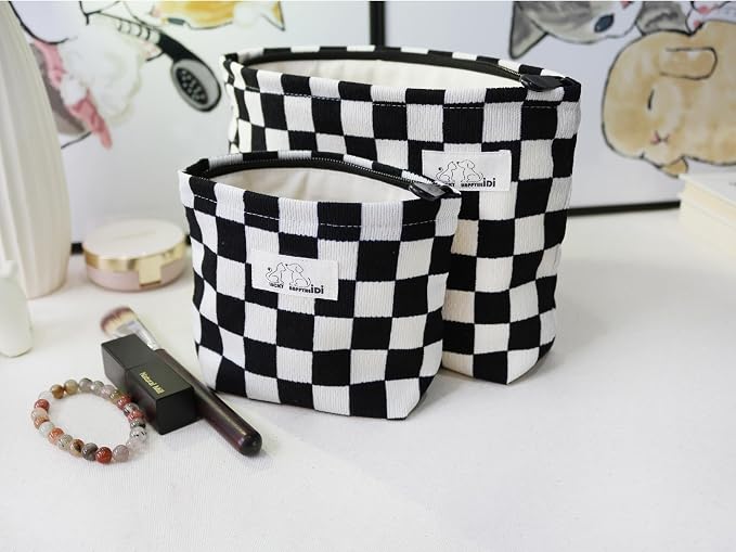 SX098-01 Black White Checkered Corduroy