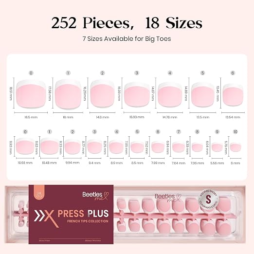 0 - Press On ToeNails Only | Short Square | Pink French