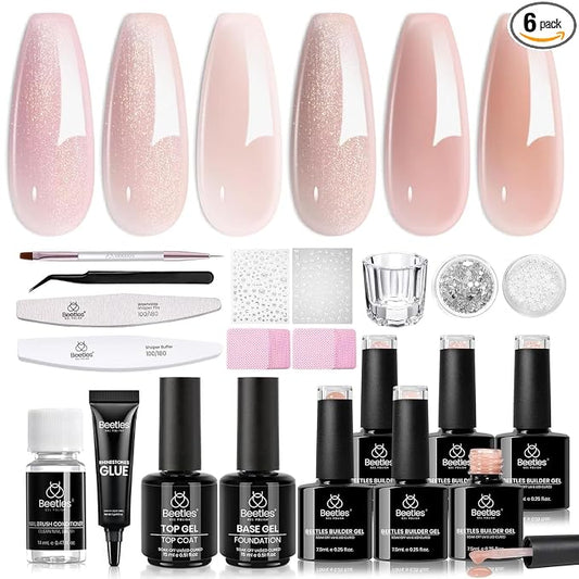 6 Colors Builder Gels with Nail Tips