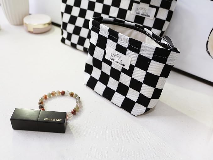 SX098-01 Black White Checkered Corduroy